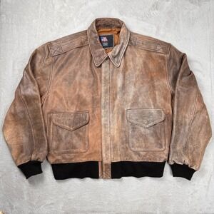 Vintage US Wings Military Jacket Mens 3XL Brown Preowned Leather‎ Retro Outdoor